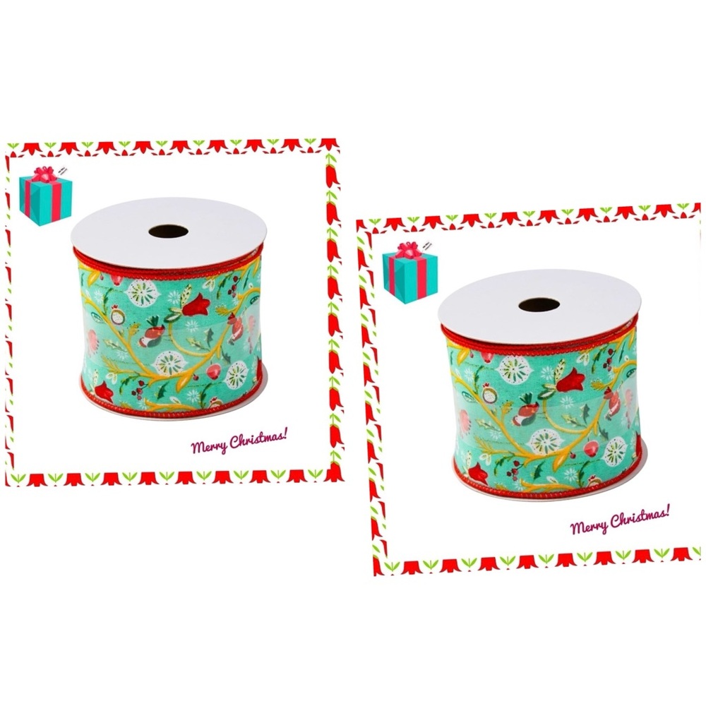 New Pioneer Woman Holiday Christmas Ribbon Vintage look Bundle of 2